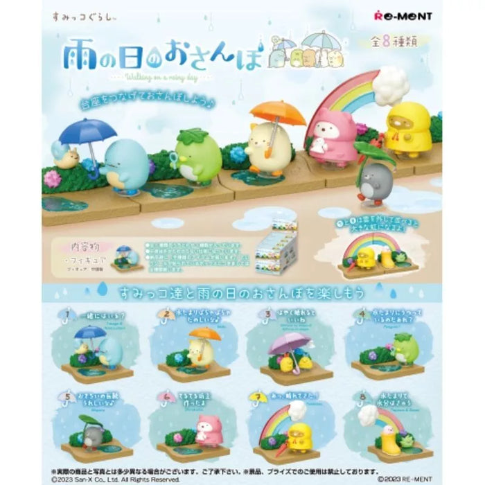 Re-Ment Sumikko Gurashi Walking on a Rainy Day Full Set of 8 Figure JAPAN