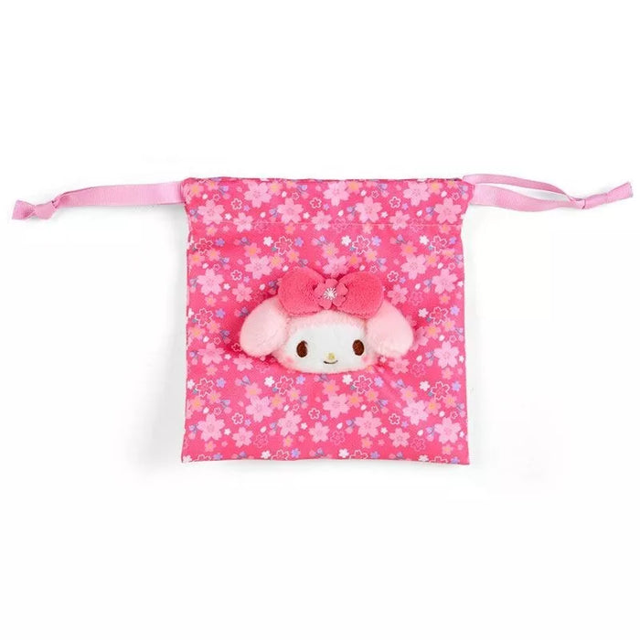 Sanrio Character My Melody Boa Face Drawstring Bag Sakura Kimono JAPAN OFFICIAL