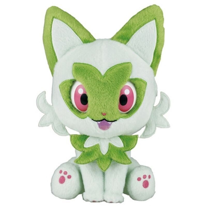 Pokemon Stroke Me and Stare at Me Wink Eyes Sprigatito Plush Doll JAPAN OFFICIAL