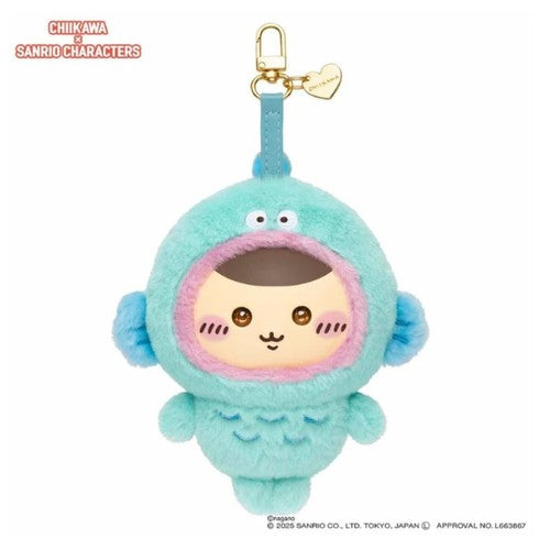 Chiikawa x Sanrio Characters Kiramekko Kurimanju x Hangyodon Plush Keychain