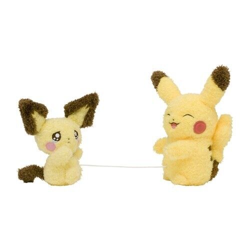 Pokemon Center Original Buru Buru Mugyu! Pichu & Pikachu Plush Doll JAPAN