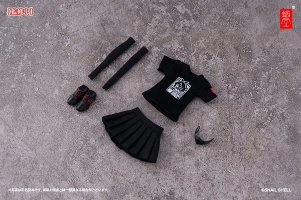 Uniforme de personnel en coquille d'escargot, ensemble de tenue de poupée noir, officiel du japon