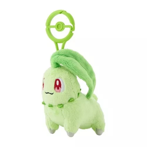 Pokemon Center Original Plüschpuppe mit Karabiner Chikorita JAPAN OFFIZIELL