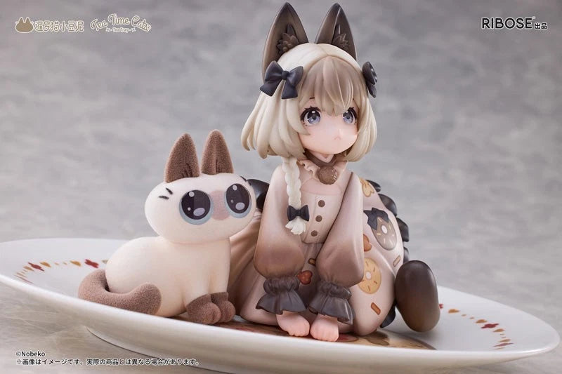 Tea Time Cats x Siamese Cat Azuki-san Set Figure JAPAN OFFICIAL