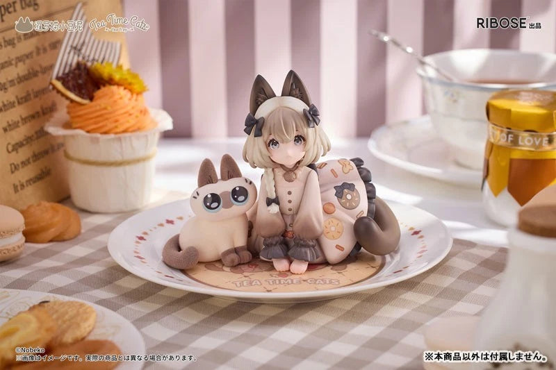 Tea Time Cats x Siamese Cat Azuki-san Set Figure JAPAN OFFICIAL