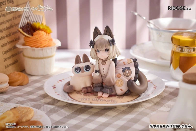 Tea Time Cats x Siamese Cat Azuki-san Set Figure JAPAN OFFICIAL