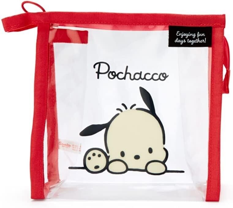 Sanrio Pochacco Clear Pouch & Drawstring Simple Design JAPAN OFFICIAL