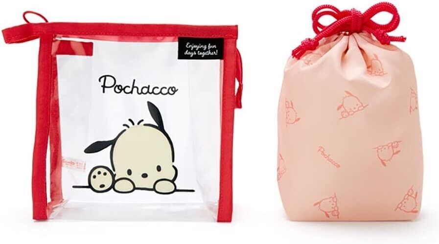 Sanrio Pochak Clear Pouch & Drawstring Simple Design Japan Official