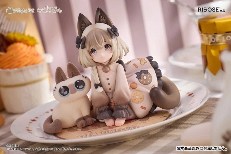 Tea Time Cats x Siamese Cat Azuki-san Set Figure JAPAN OFFICIAL