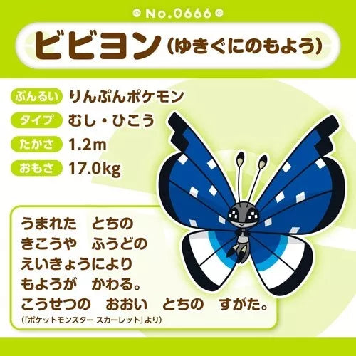 Pokemon Center Original Pokemon Fit Vivillon Polar Pattern Plush Doll JAPAN