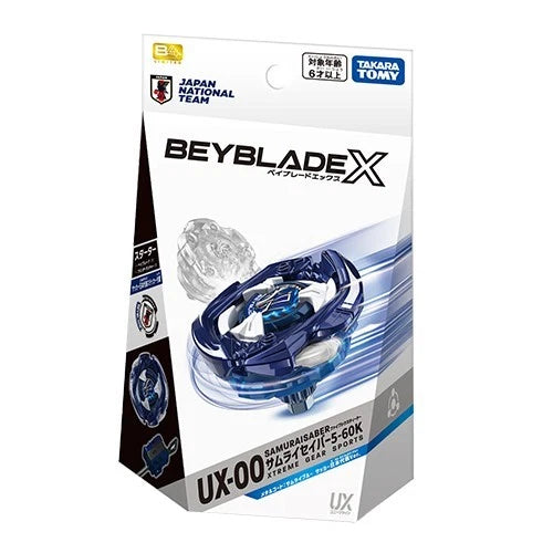 Takara Tomy Beyblade X UX-00 Samurai Saber 5-60K Metal Coat Samurai Blue JAPAN