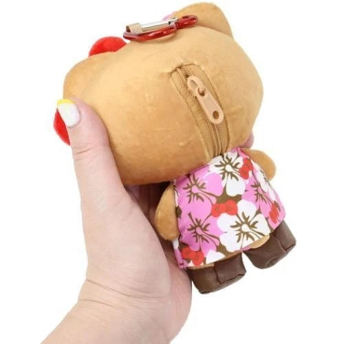 Sanrio Heisei Retro Kogyaru Series Hello Kitty Hibiscus Style Plush Pouch JAPAN